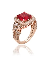 Suzy Levian New York Suzy Levian Sterling Silver Asscher Cut Cubic Zirconia French Filigree Ring