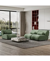 Streamdale Furniture Elegant Green Chenille Fabric Sofa - 3-Piece Modular Sectional with Cozy Recline & Unique Design