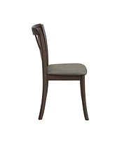 Wooden Dining Table Set, Mid Century Modern Round Rubber Wood Kitchen Table and Cross Back Upholstered Dining Chairs for Dining Room, Kitchen, Saving