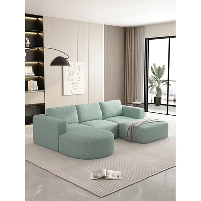 104.3270.86 Modular Sectional Sofa Sleeper Couch, Sectional Sofa with Chaise and Ottoman, Convertible U Shaped Modular Sofa Set. Compressed spon, Ligh