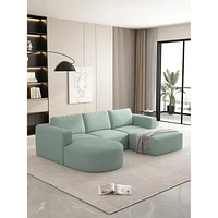 104.3270.86 Modular Sectional Sofa Sleeper Couch, Sectional Sofa with Chaise and Ottoman, Convertible U Shaped Modular Sofa Set. Compressed spon, Ligh