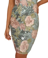 Adrianna Papell Women's Sequin Embroidery Sheath Dress