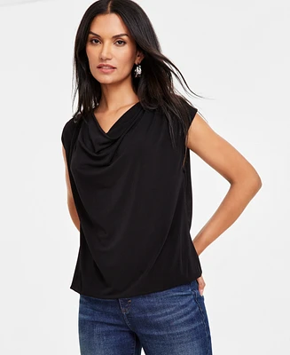 I.n.c. International Concepts Women's Cowlneck Extended-Shoulder Top, Exclusively at Macy's