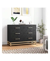 gaomon Dresser For Bedroom With 6 Drawer Double Dressers, Modern Wooden Dresser Chest, Beside Table For Closet, Nursery