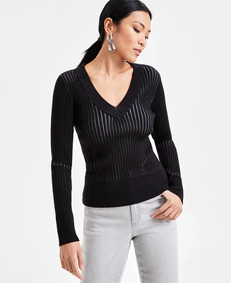 I.n.c. International Concepts Women's Ribbed V-Neck Sweater