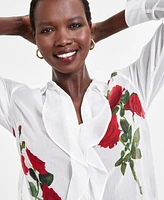 I.n.c. International Concepts Women's Rose-Print Blouse, Exclusively at Macy's