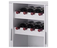 Kings Brand Furniture Neiman Buffet Sideboard Wood Wine Rack Cabinet Table with 2 Wine Shelf to Hold 8 Bottles (Black)