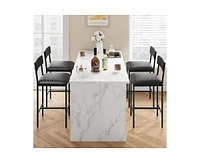 gaomon Bar Stools Set of 4, Kitchen Bar Stools with Footrest, 25.5 Inches Upholstered Bar Chairs with Back, 4 Counter Height Barstools for Counter Bar
