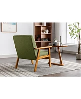 Leisure Chair with Solid Wood Armrest and Feet, Mid-Century Modern Accent chair, for Living Room Bedroom Studio chair