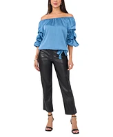 Vince Camuto Women's Satin Off-The-Shoulder Bubble-Sleeve Top