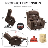 Up to 350 Lbs Power Lift Recliner Chair Heavy Duty Motion Mechanism with 8-Point Vibration Massage and Lumbar Heating