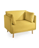 39" Modern Upholstered Accent Chair with Soft Cushions, Sleek Armrest Design and Sturdy Wooden Legs, Cozy Seating for Living Room, Bedroom, or Of