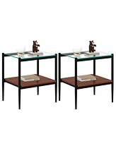 Coffee Table and End tables Set of 3, Tempered Glass Table with Mdf layer, Modern Tables for Living Room, Transparent Glass