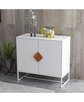 Slickblue Solid Wood Sideboard with Square Handles - Two-Door Storage Cabinet for Stylish Organization