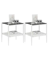 Streamdale Furniture Coffee Table and End tables Set of 3, Tempered Glass Table with Mdf layer, Modern Tables for Living Room