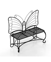 Butterfly Cast Metal Garden Bench, Outdoor Bench Patio Seat, Park Bench Outdoor Seating for Garden, Yard, Park, Entryway