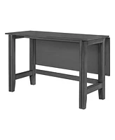 Farmhouse Wood Extendable Dining Table with Drop Leaf for Small Places, Gray