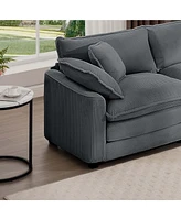 Streamdale Furniture Luxurious and Sophisticated Deep Seated Sofa Set with Two Single Chairs in Grey Corduroy Fabric, Suitable for Bedroom and Office