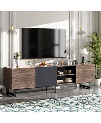 Streamdale Furniture Modern Tv with 3 Cabinets& Open Shelves, Color-matching Media Console Table for TVs up to 80'', Entertainment Center with Drop Do