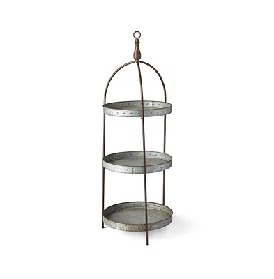 Galvanized Round 3-Tier Display Stand