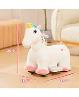 Qaba 6V Kids Electric Ride on Unicorn w/ Music Forward,