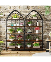 Tribesigns 74.8-Inch Tall Bookshelf Set of 2,5-Tier Bookshelf with Metal Frame,Curved Freestanding Display Shelf