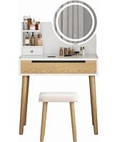 gaomon Vanity Desk with Stool, Makeup Vanity Desk with Touch Light Mirror