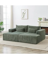 87" Oversized Sectional Lounge Chaise,No Assembly Required,Cloud Plush Loveseat with two Removable Footstool,Fluffy Modern Sleeper Chair for Indo