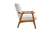 Slickblue Creamy-White Solid Wood Armrest Lounge Chair - Simple Teddy Velvet Design for Indoor Comfort and Style