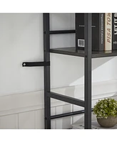 Slickblue Triple Wide 5-Shelf Bookshelves - Industrial Retro Wooden Design for Home and Office Open Storage Solutions