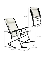 Outsunny Folding Outdoor Rocking Chair Set of 2 w/ Headrests,