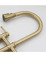 Mondawe 3-Hole Pull-Down Sprayer Kitchen Faucet with 3 Modes Bridge Faucet