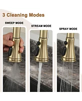 Mondawe 3-Hole Pull-Down Sprayer Kitchen Faucet with 3 Modes Bridge