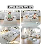 55-inch Chenille Sponge Sofa Lounge Chair,No Assembly Required,Fluffy Modern Sleeper Chair for Indoor Living Room Bedroom