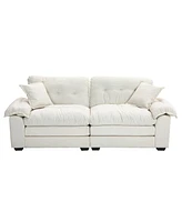 Streamdale Furniture 84" Chenille Recliner Sofa Small Sofa Loveseat Deep Seat Sofa Couch with 2 Throw Pillows & Memory Foam for Living Room Apartment