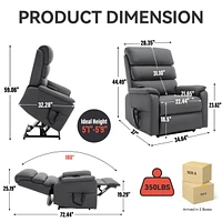 Grey Cat-proof Leather Dual Motor Infinite Position Up to 350 Lbs Power Lift Recliner Chair with Power-Remote, Heat Massage and Heavy Duty Motion Mech