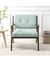 30" Mid-Century Modern Accent Chair with Plush Cushions, Angled Arm Design, and Sturdy Solid Wood Frame – Perfect for Cozy Living Room, Be