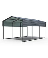 Outdoor Carport, 10 X 15 Ft Carport, Heavy Duty Carport Canopy with Galvanized Steel Roof and Frame, Metal Carport Large Garage for Driveway Car, Truc