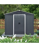 8ft x 4ft Outdoor Metal Storage Shed with Window and Metal Foundation for Backyard, Patio