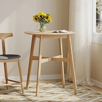 Wood Counter Height Round Dining Table, Natural Oak Finish, 35.4"D x 35.4"W x 36"H