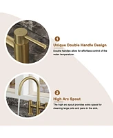 Mondawe 3-Hole Pull-Down Sprayer Kitchen Faucet with Side