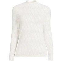 Lands' End Plus Long Sleeve Brushed Lace Mock Neck Top