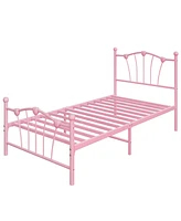 gaomon Twin Bed Frame, Twin Bed Frame with Heart Shaped Headboard and Tailboard