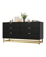 gaomon Dresser For Bedroom, Large 6/7 Drawer Organizer With Golden Metal Handle And Legs, Modern Chest Of Drawers, Closet
