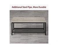 gaomon Dining Table and Chairs Set of 4 Kitchen Table with Storge Bench 47.2" Rectangular Kitchen Table Set with Wine Rack Small Dining Table Set for