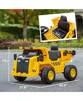 Qaba Caterpillar Licensed 12V Electric Ride on Excavator w/ Remote,