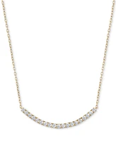 Diamond Curved Bar Pendant Necklace (3/4 ct. t.w.) in 14k Gold, 16" + 2" extender