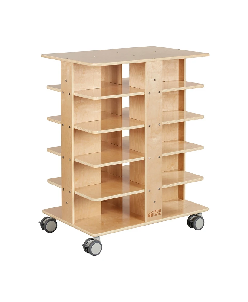 ECR4Kids 20-Compartment Mobile Storage Tower, 5x4, Natural