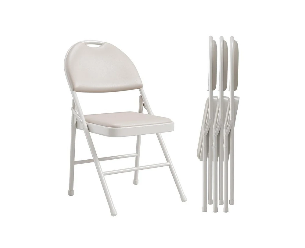 gaomon Folding Chairs 4 Pack, Portable Metal with Cushions and Non-Slip Feet Pads for Home Office, Indoor Outdoor Events