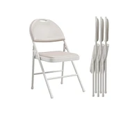 gaomon Folding Chairs 4 Pack, Portable Metal with Cushions and Non-Slip Feet Pads for Home Office, Indoor Outdoor Events